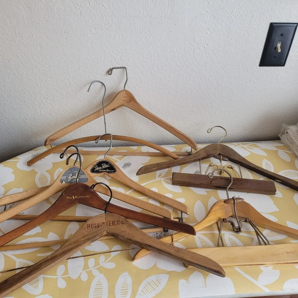 8 Vintage Wooden Hangers Ralph Lauren Bond Clothes Hollister Steve Petix More